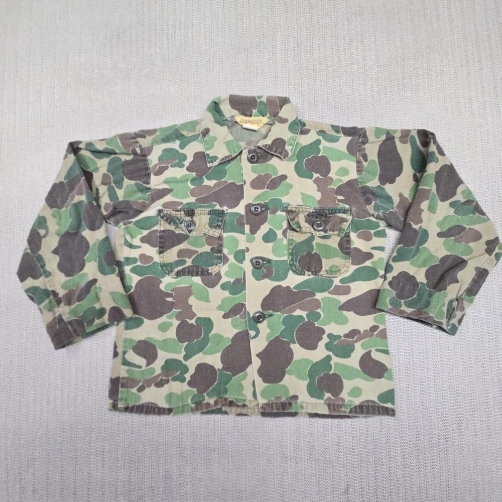 Vintage Ranger Shirt Boys 14 Green Camo Button Up Hunting Outdoor 70s 80s